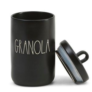 NIB Rae Dunn Matte Black Granola Canister with lid
